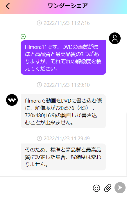 公式サポートへ質問した内容①