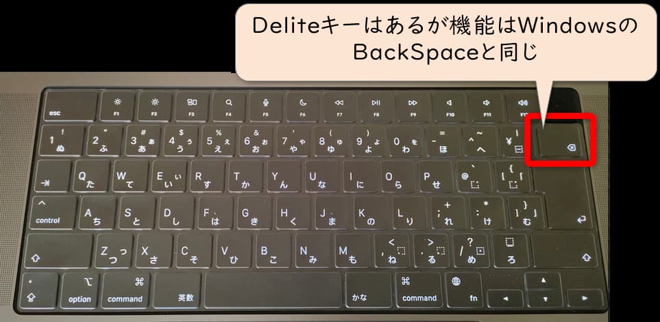 MacのキーボードにはDelite機能が無い