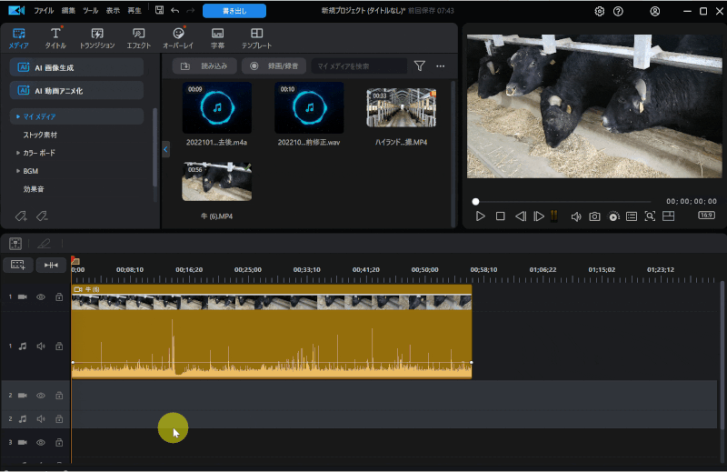 PowerDirectorで音声ノイズ除去を選択する画面の画像