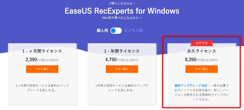 EaseUS RecExpertsの価格