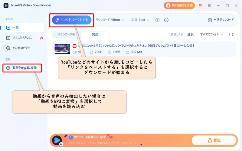 EaseUS Video Downloaderの画面