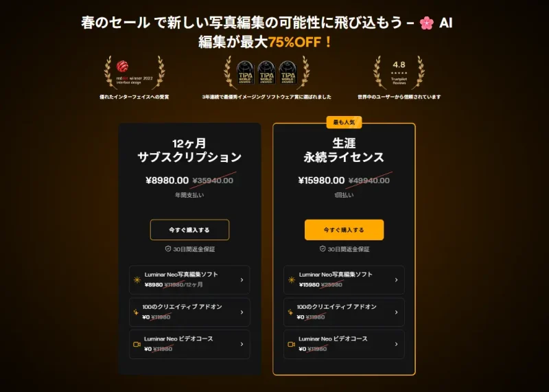 Luminar Neoの料金