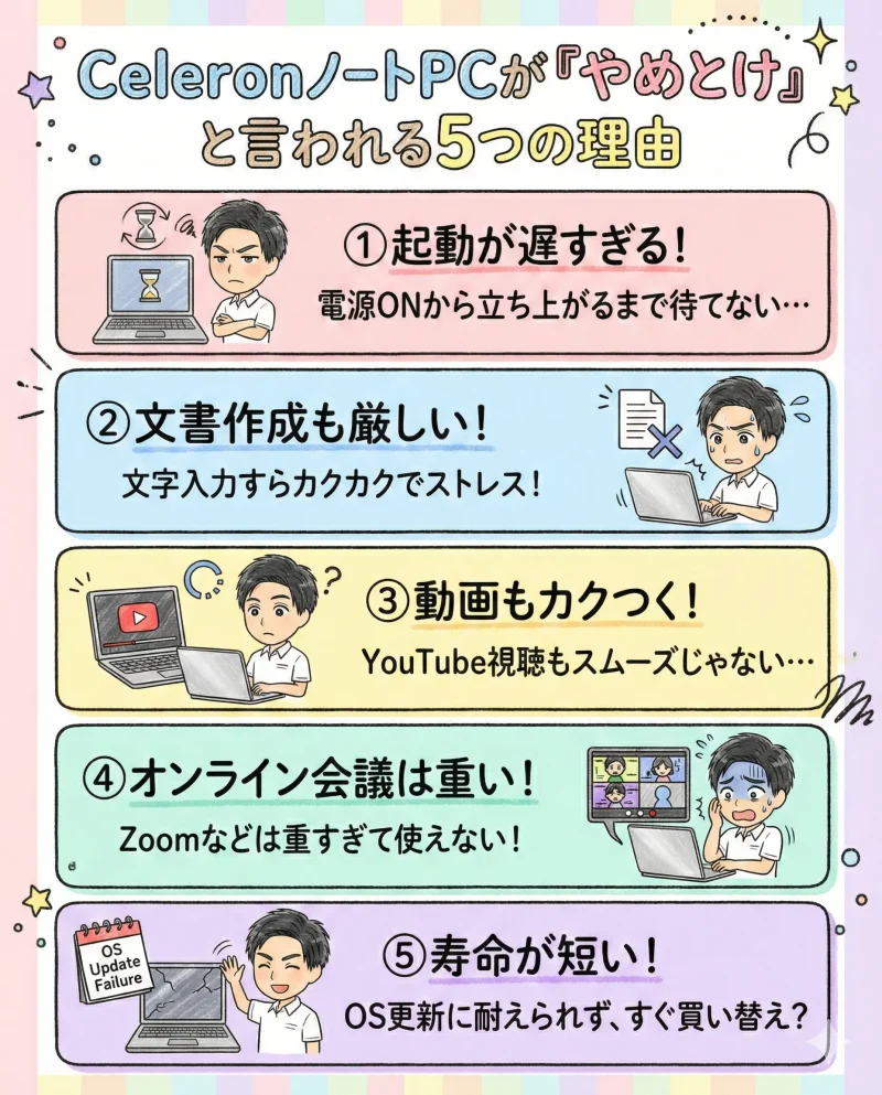 Celeron搭載ノートパソコンはやめとけ?ゴミ・遅いと言われる理由5選を徹底解説!