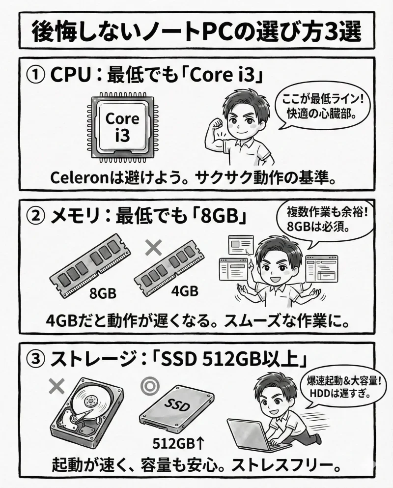 後悔しないノートパソコンの選び方3選