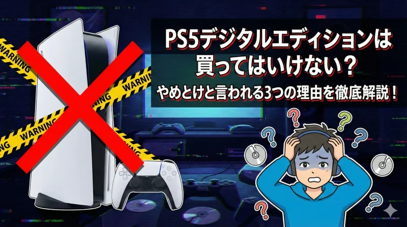 PS5デジタルエディションは買ってはいけない？やめとけと言われる3つの理由を徹底解説！のサムネイル画像
