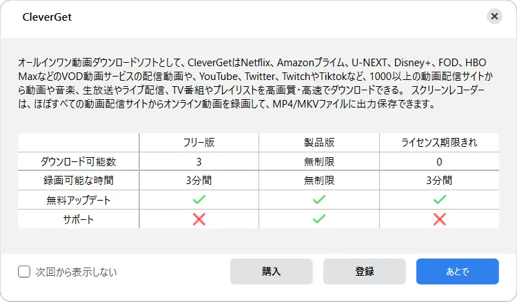 CleverGetの無料版