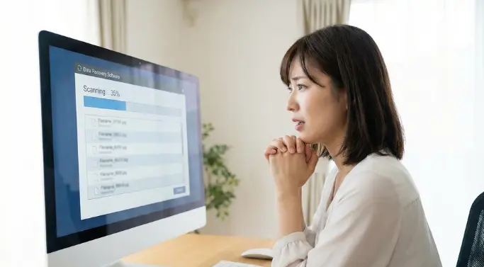 パソコンを見る女性